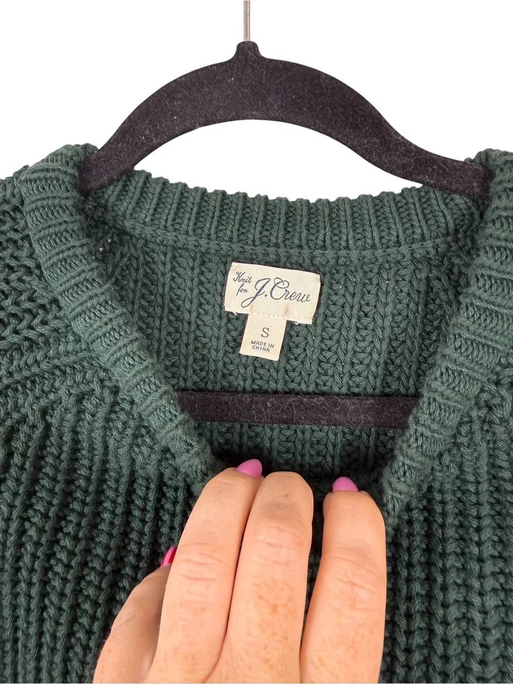 J. Crew Heritage Cotton Shaker-Stitch Crewneck Sweater Sz Small Dark Green